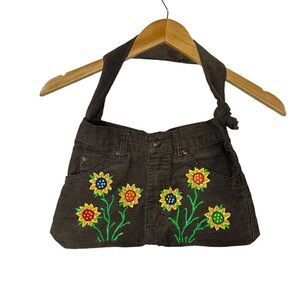 Vintage Gap Corduroy Pioneer Brown Pants Purse Sunflowers Handmade Shoulder Bag